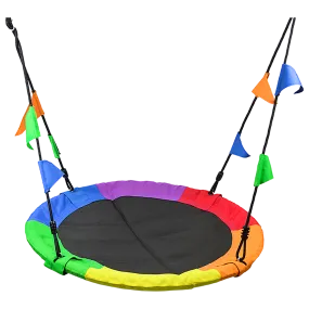 1m Tree Swing in Multi-Color Rainbow Kids Indoor/Outdoor Round Mat Saucer Swing