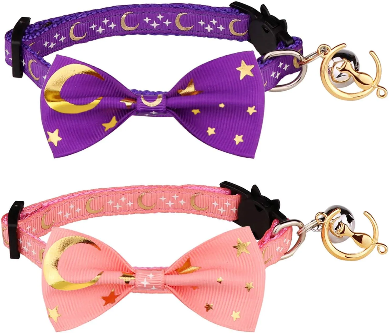 2 PCS Breakaway Cat Collar with Bow Tie and Bell