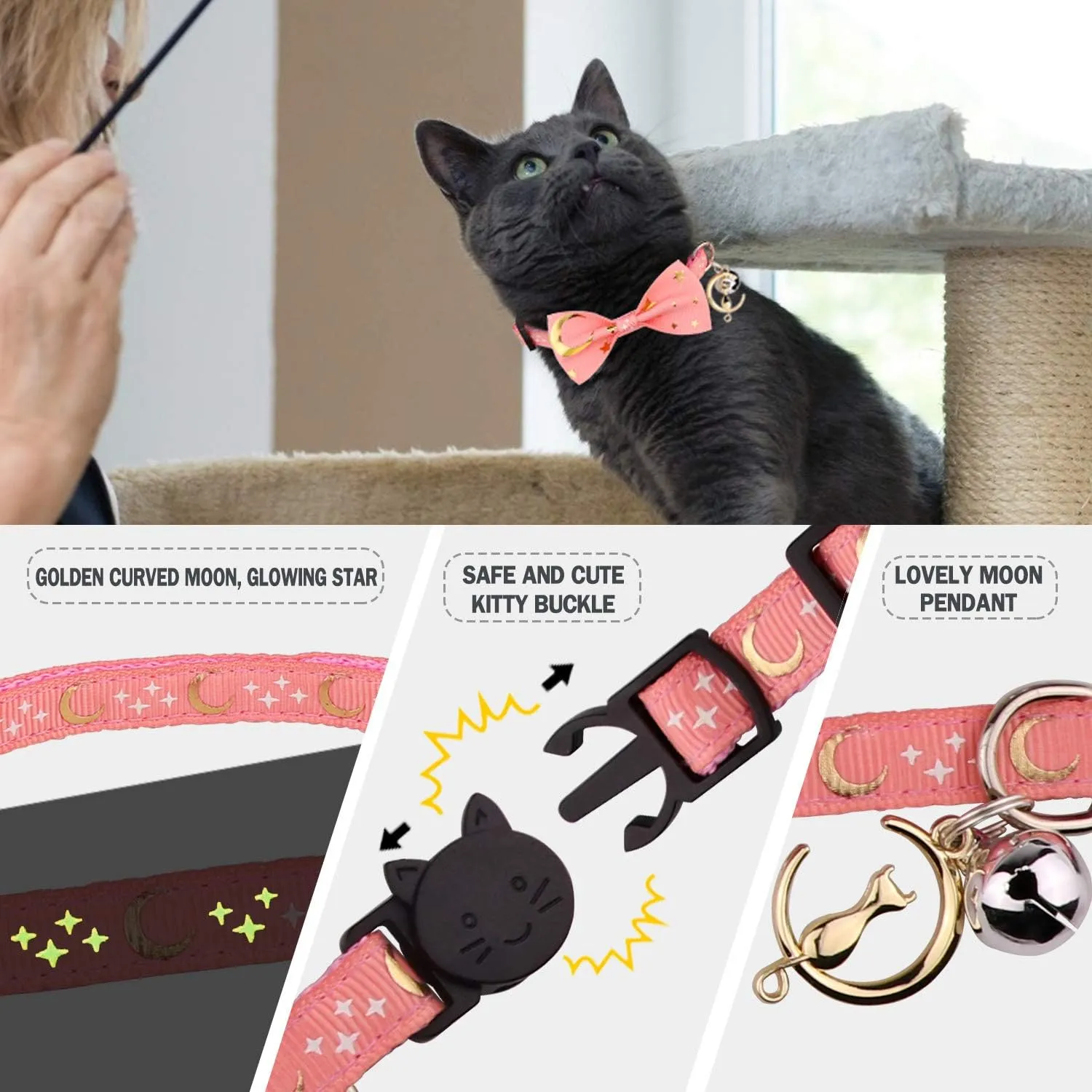 2 PCS Breakaway Cat Collar with Bow Tie and Bell