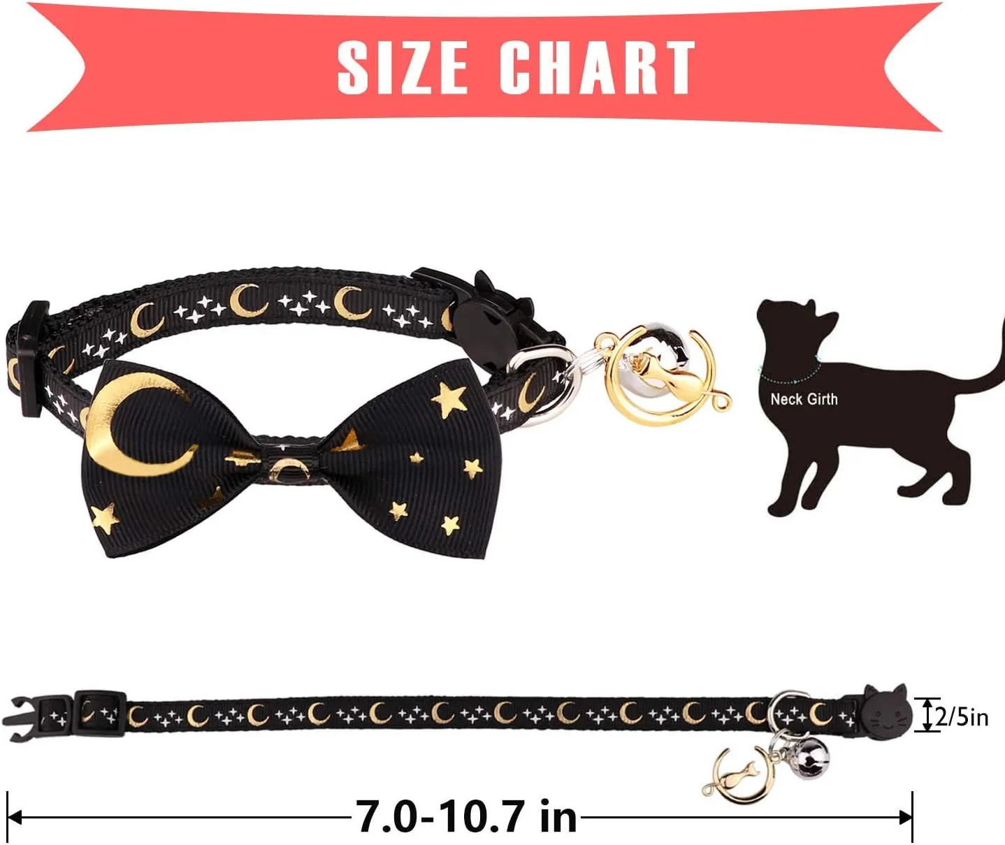 2 PCS Breakaway Cat Collar with Bow Tie and Bell