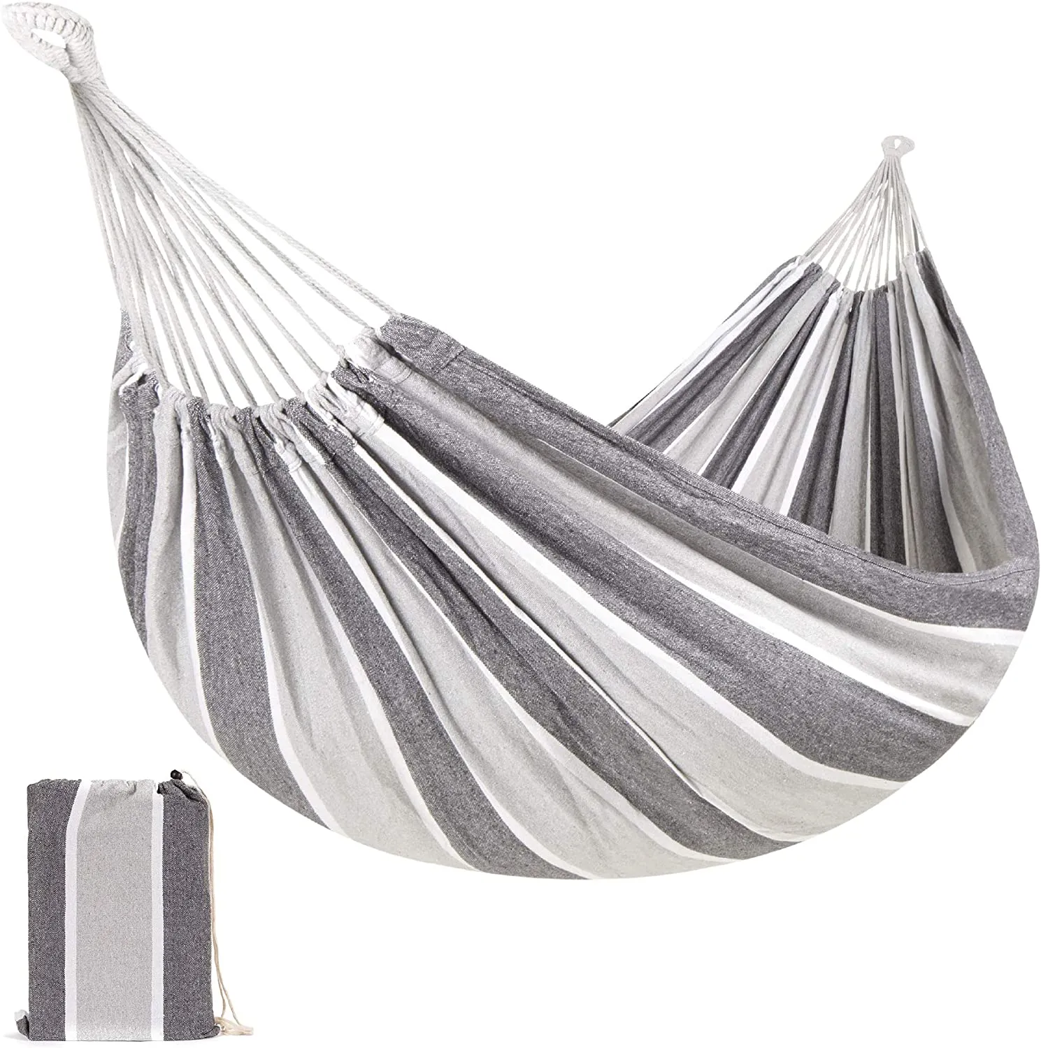 2-Person Brazilian-Style Cotton Double Hammock Bed w/Portable Carrying Bag