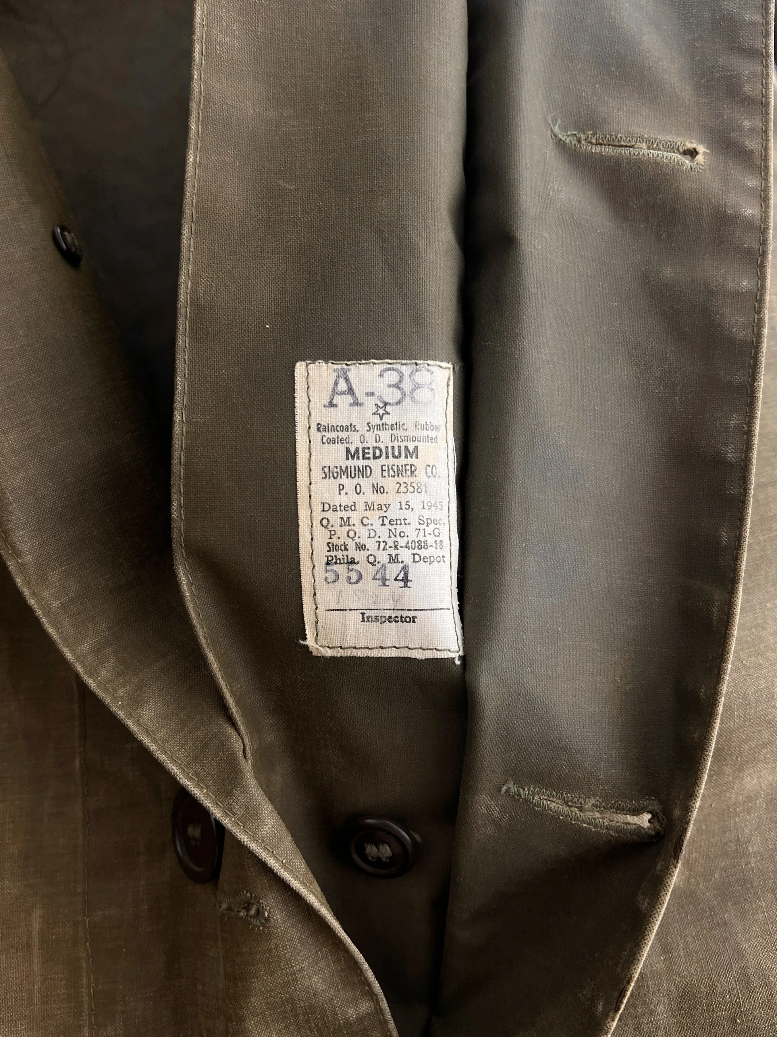 40's U.S. Army Rubberised Rain Coat [XL]