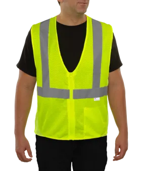 581ETLM Economy Safety Vest: Hi-Vis Vest: Zippered Mesh: ANSI 2