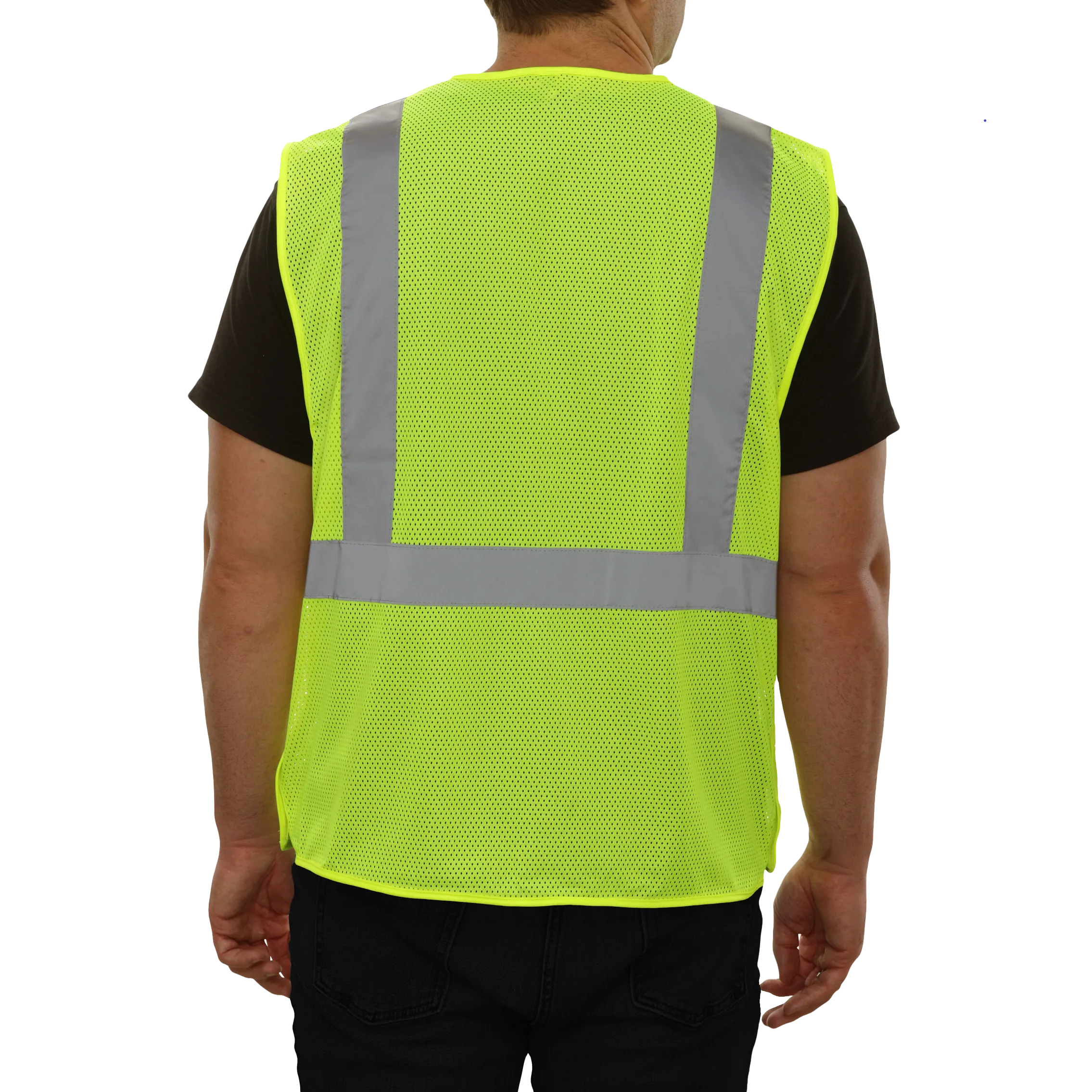 581ETLM Economy Safety Vest: Hi-Vis Vest: Zippered Mesh: ANSI 2