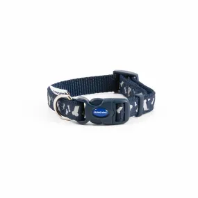 Ancol Paw and Bone Adjustable Reflective Blue Dog Collar