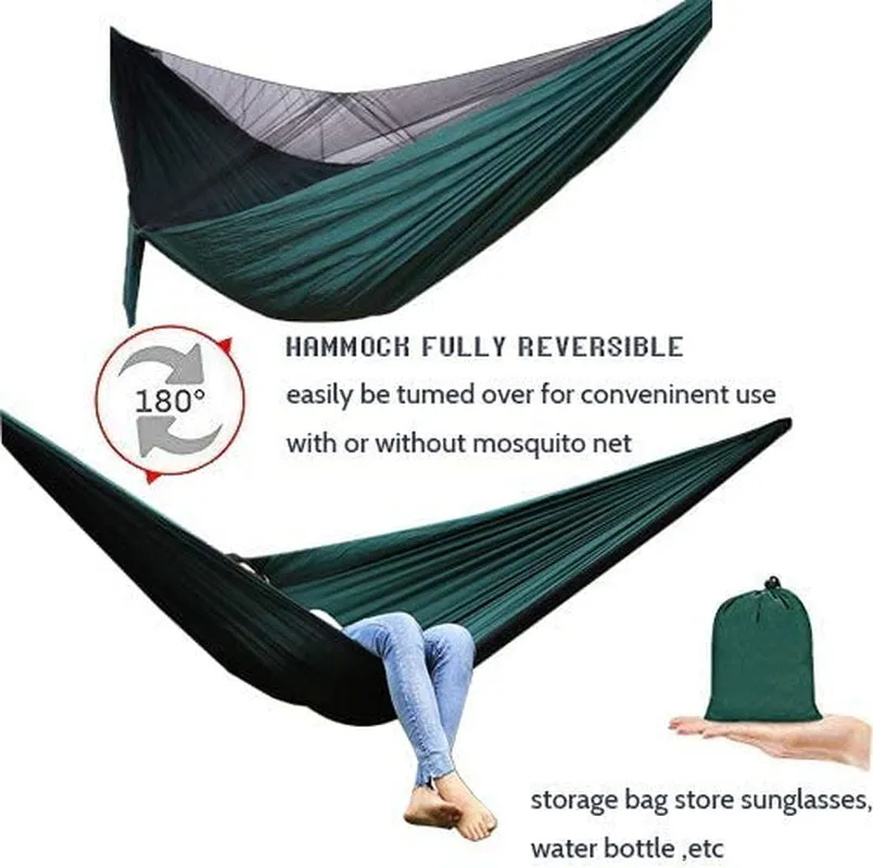 Camping Hammock with Mosquito Net and Rain Fly - Travel Hammock Bug Net - Hammock Tent for Outdoor Hiking Backpacking Travel Camping Accessories and Camping Gear…