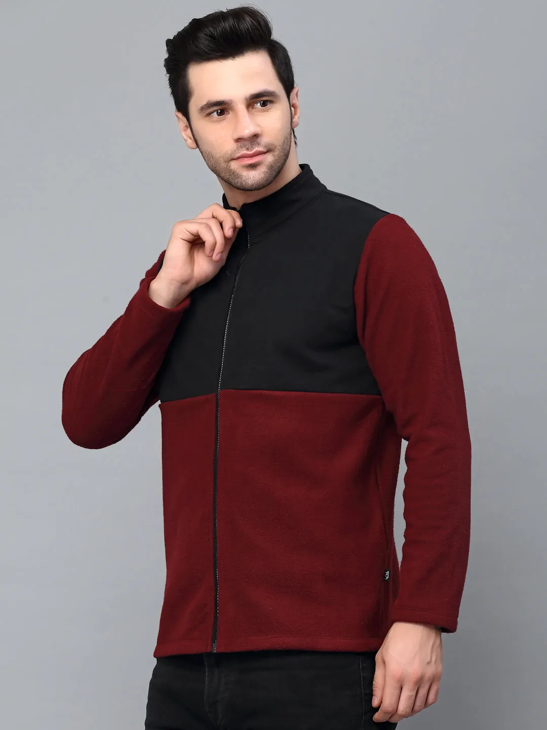 Color Blocked High Neck Polar Fleece Jacket