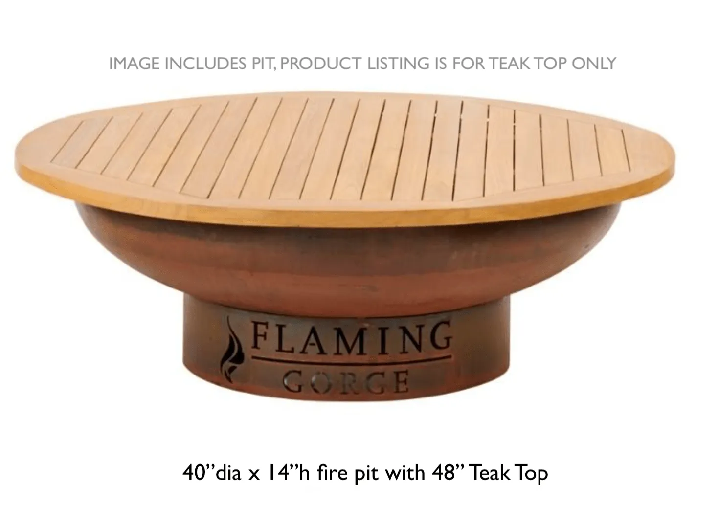 Flaming Gorge - Gobi Steel Fire Pit Teak Cover Accessory