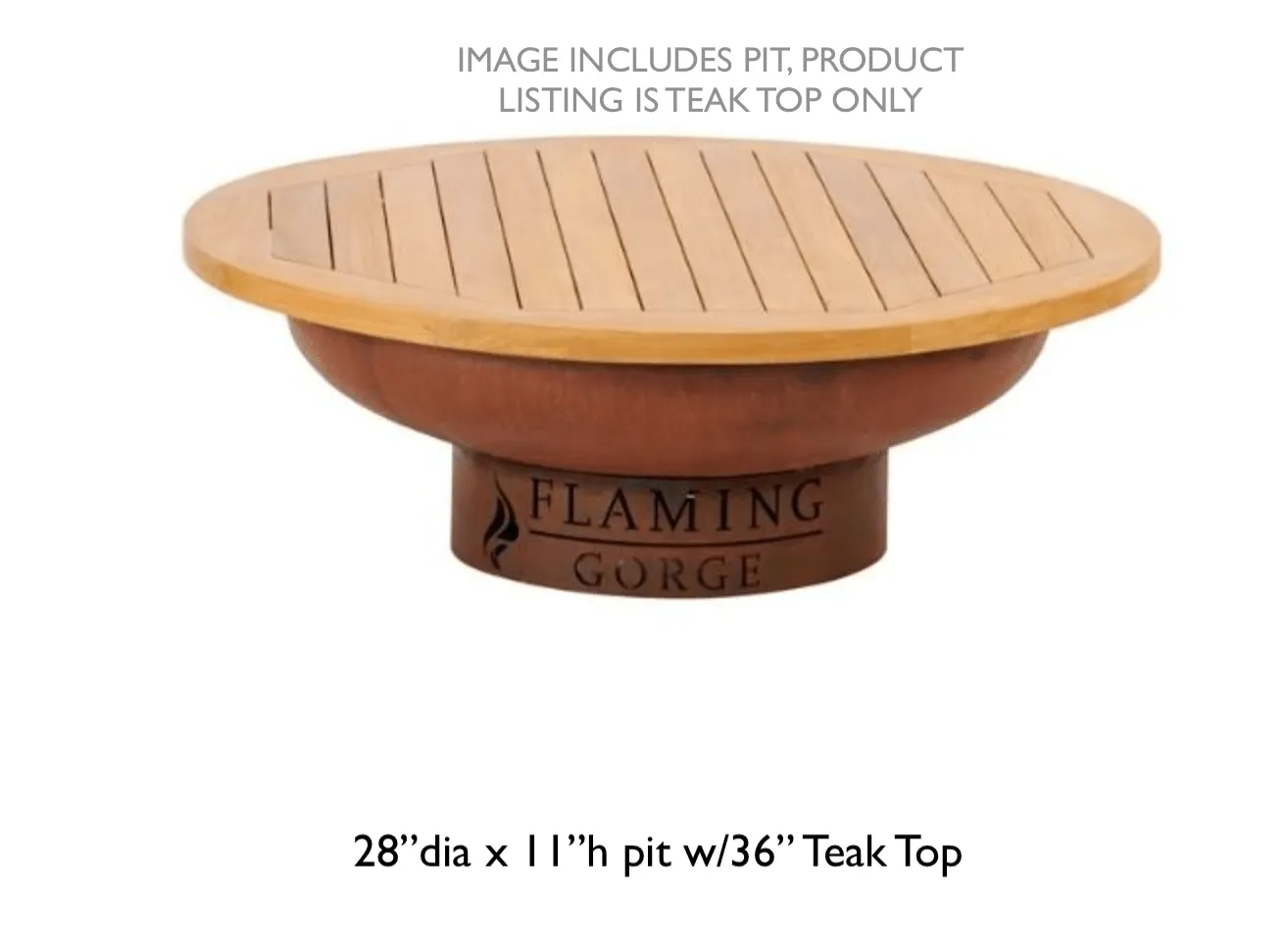 Flaming Gorge - Gobi Steel Fire Pit Teak Cover Accessory