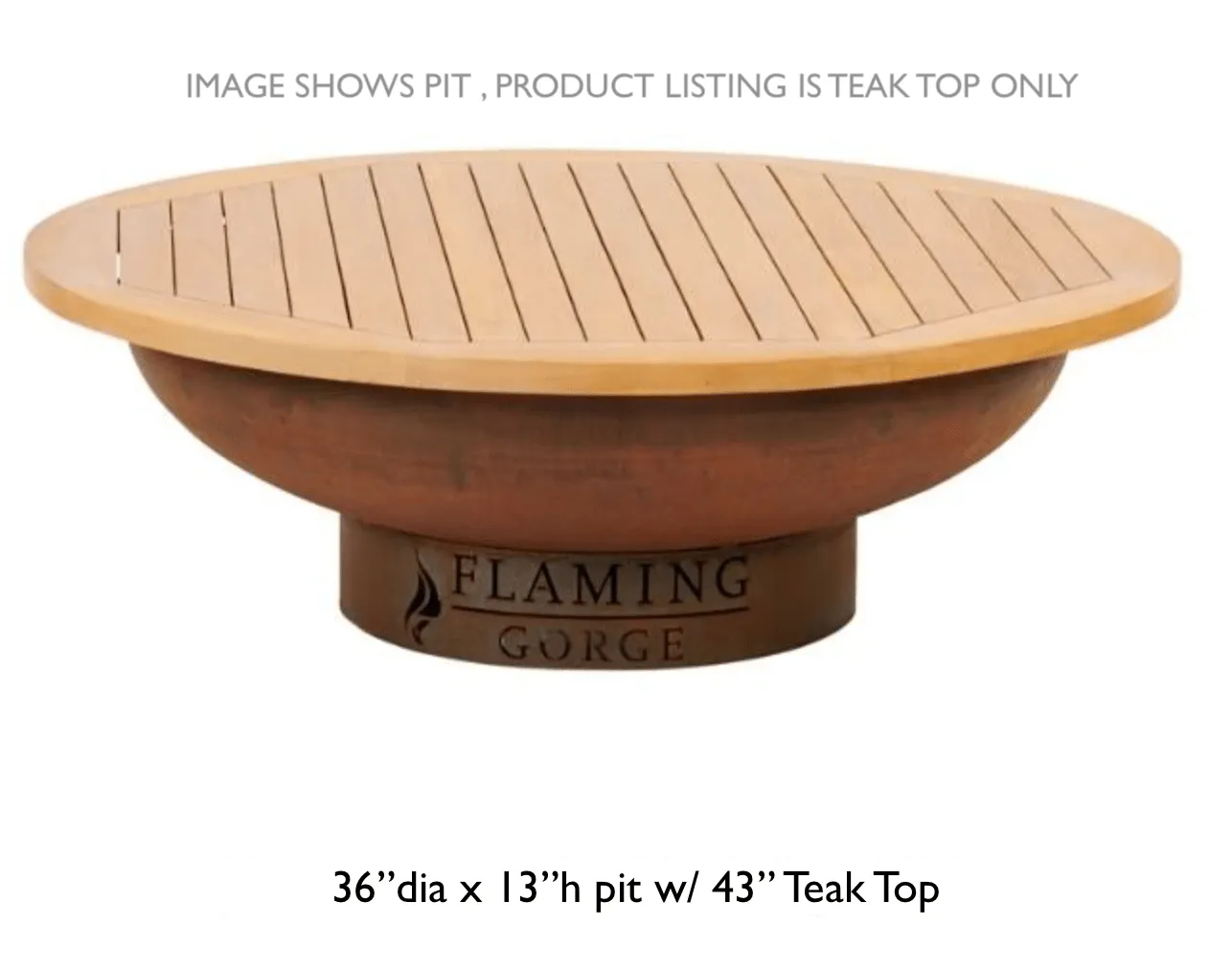 Flaming Gorge - Gobi Steel Fire Pit Teak Cover Accessory