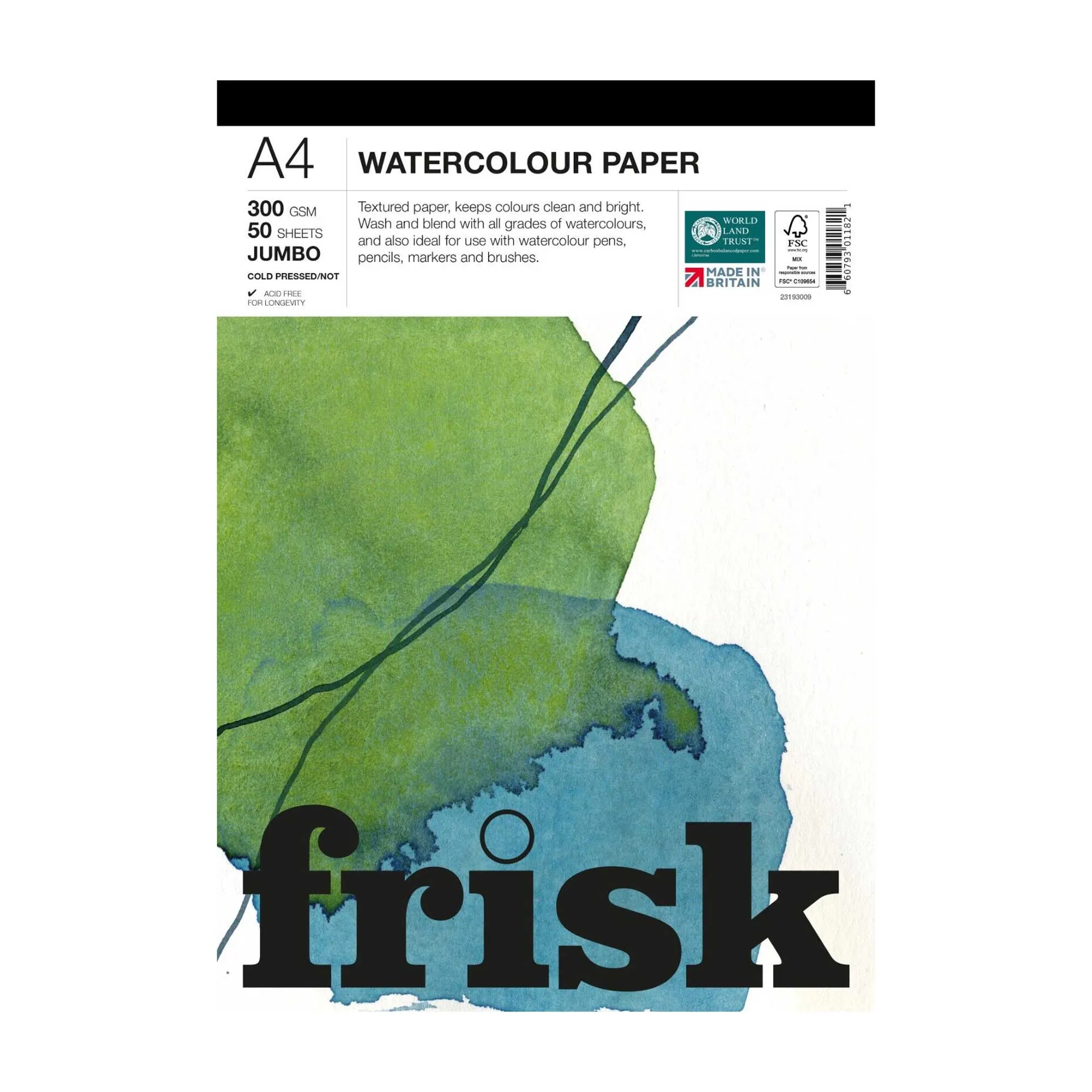 Frisk Watercolour JUMBO Pad Cold Pressed/ NOT - 300gsm - 50 Sheets