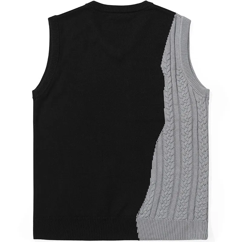 High Street Color Block Sleeveless Knit Vest