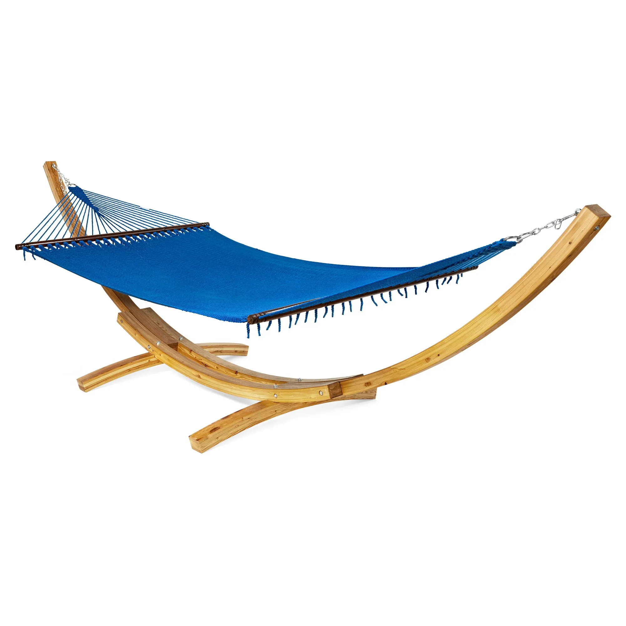 Jumbo Blue Hammock and Wood Arc Stand | Caribbean Hammocks