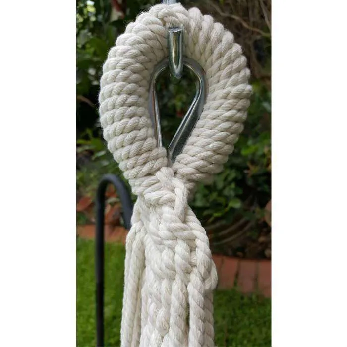 Large White Canvas Hammock with Tassels