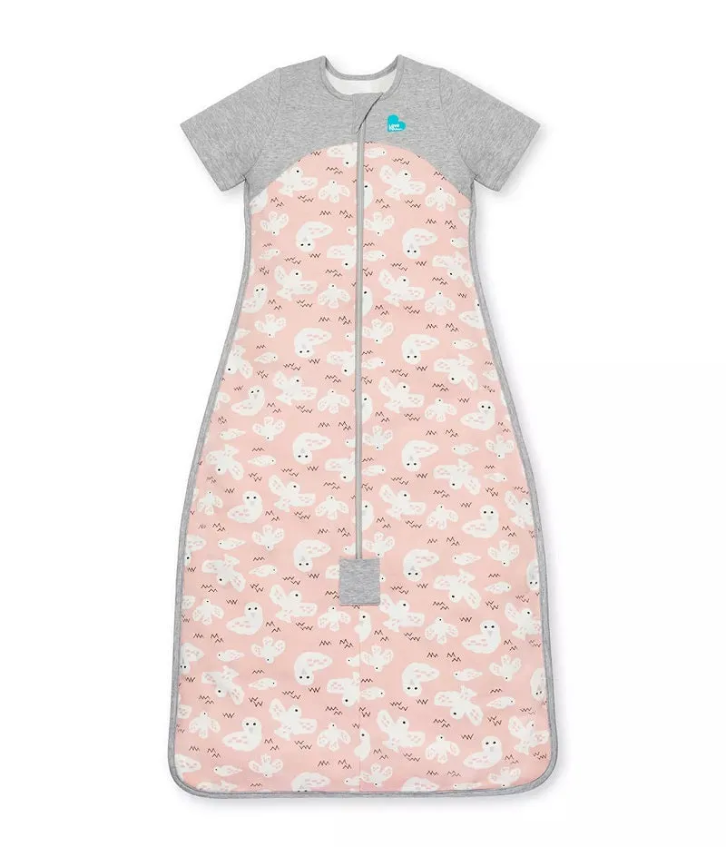 Love To Dream Organic Cotton Fleece Short Sleeve Sleep Bag 1.0 TOG - Dusty Pink Doves