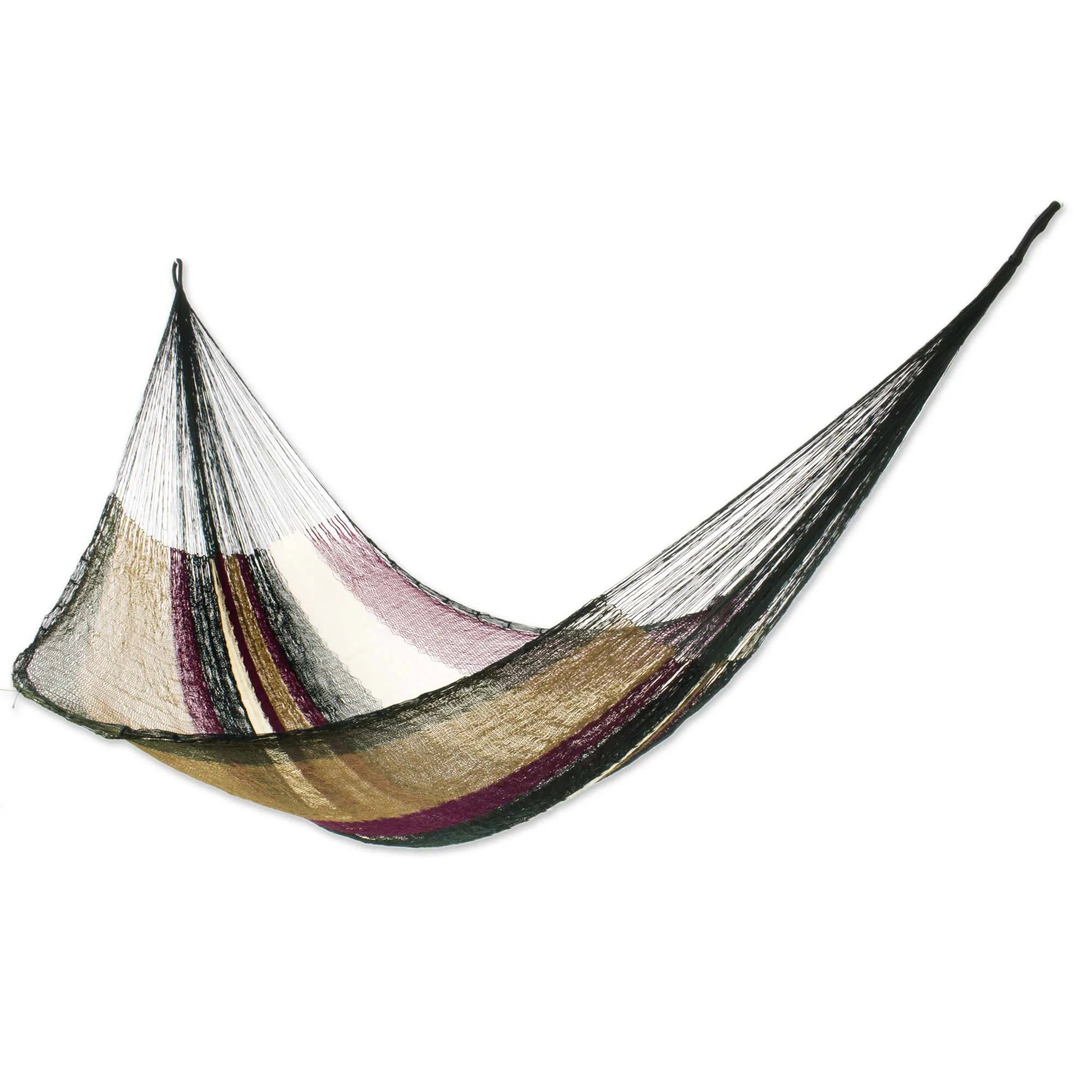 Mayan Hand Woven Earthtone Striped Two Person Hammock