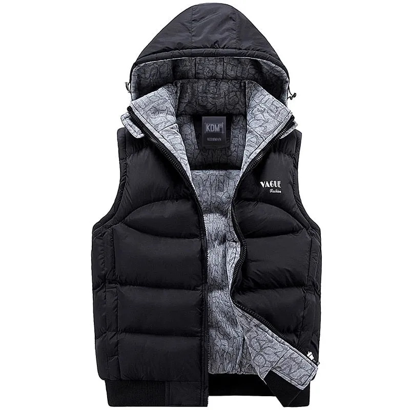 Men Hooded Warm Vest