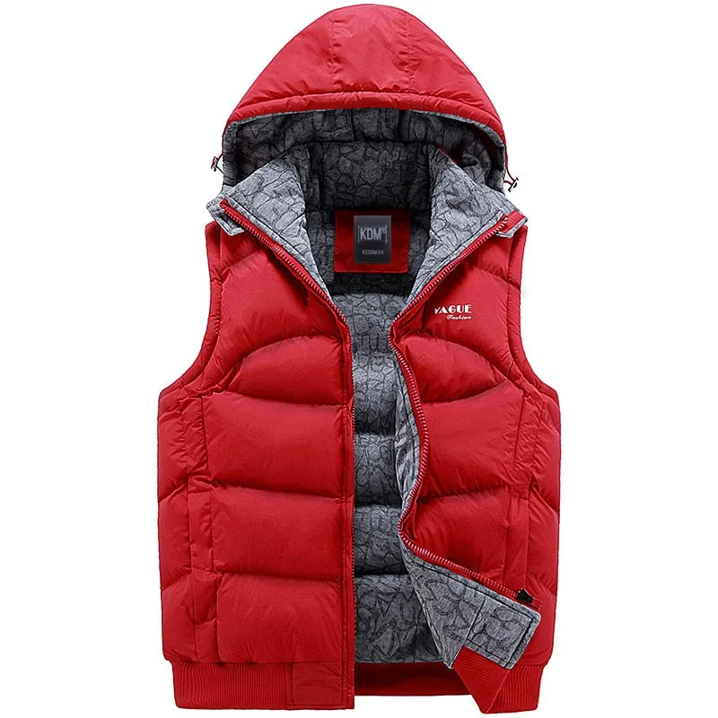 Men Hooded Warm Vest