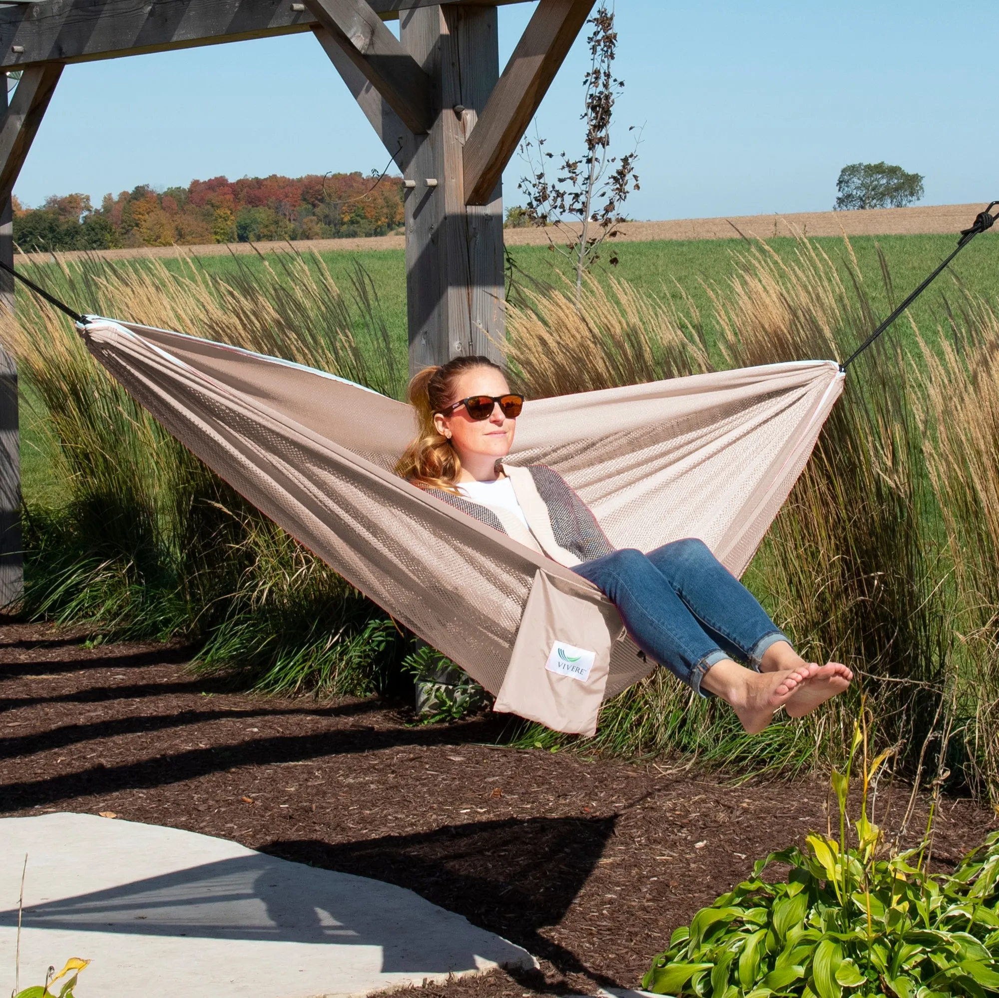 Mesh Double Hammock in Sand and Sky