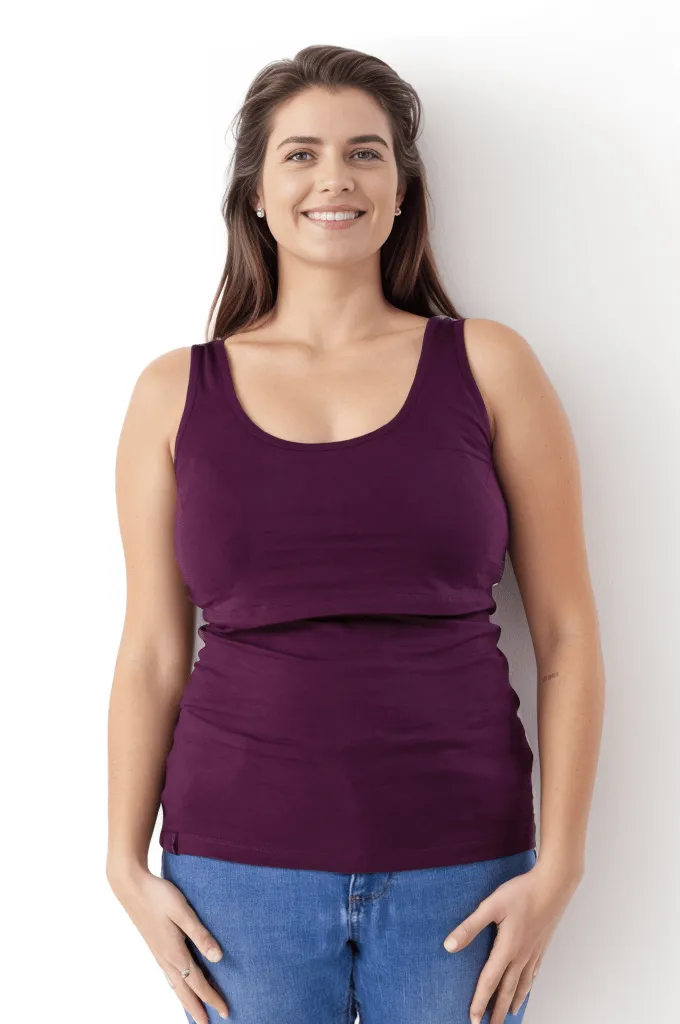 Nursing Twin Pack Cotton Vest | Teal & Plum