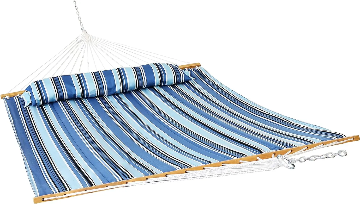 Outdoor Quilted Fabric Hammock - Two-Person with Spreader Bars - Heavy-Duty 450-Pound Capacity