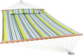 Outdoor Quilted Fabric Hammock - Two-Person with Spreader Bars - Heavy-Duty 450-Pound Capacity