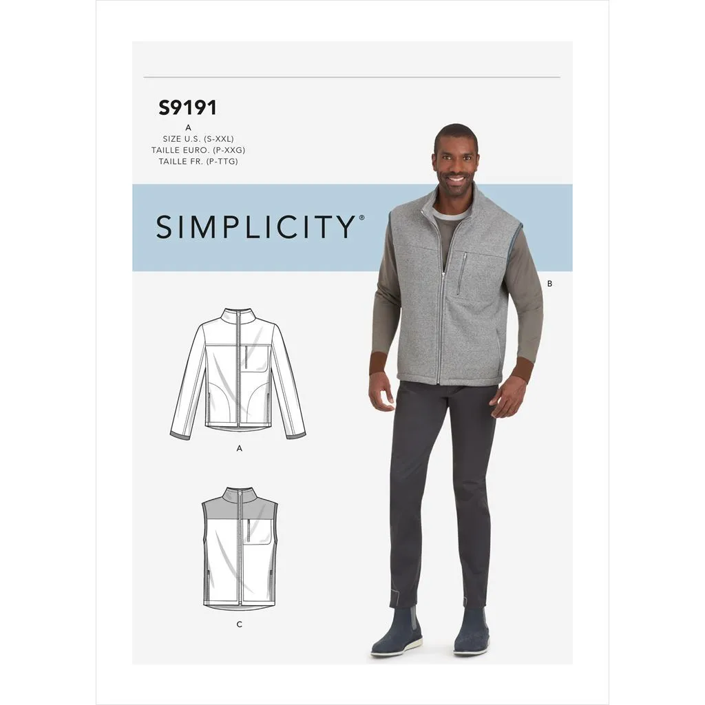 Simplicity Sewing Pattern S9191 Men's Vests & Jacket