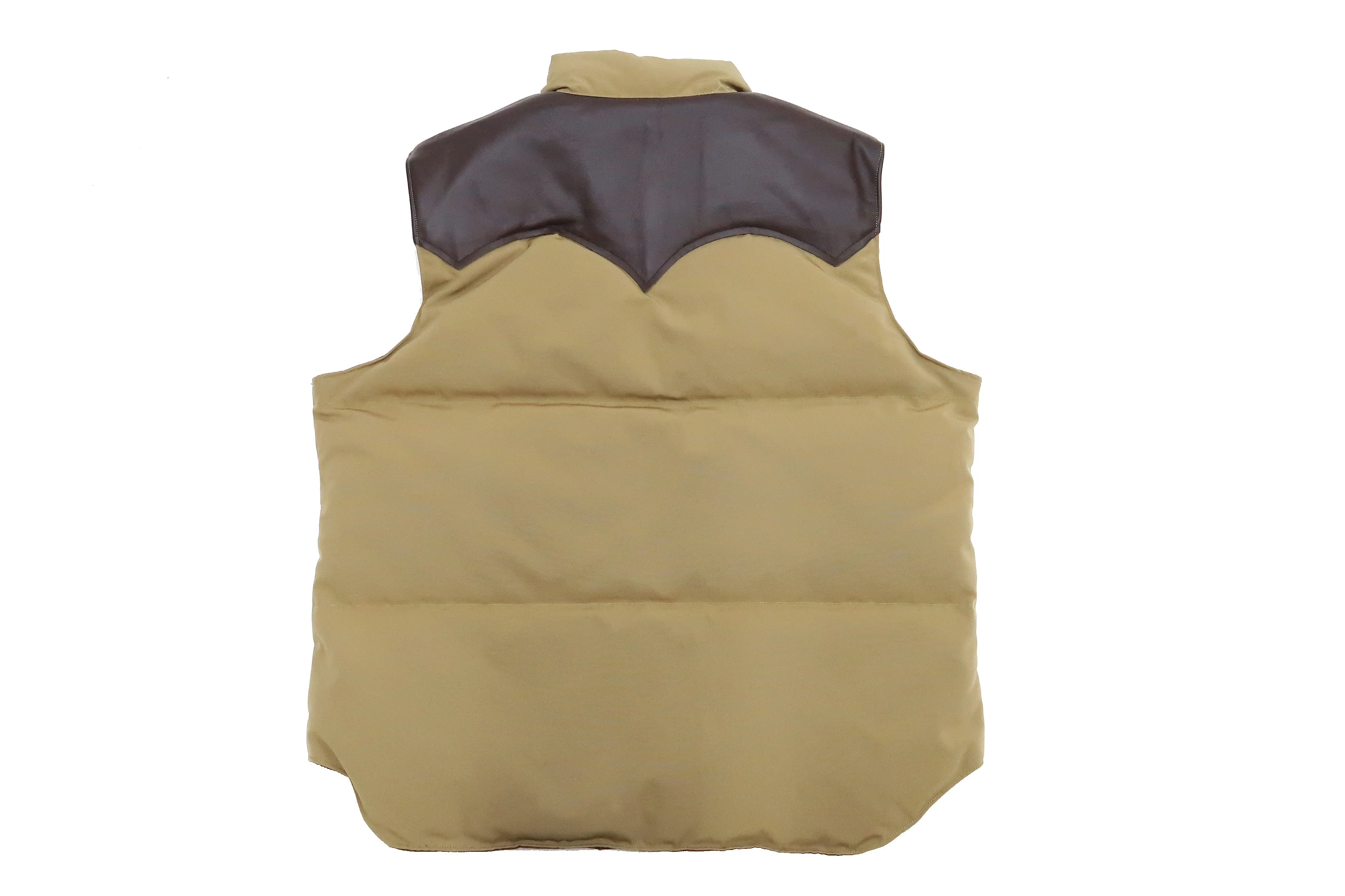 Sugar Cane Down Vest with Leather Yoke Panel Men's Winter Outerwear Vest SC15222 133 Beige/Brown