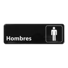 Winco SGN-368 Information Sign, Spanish, "Men", 3" x 9", Black