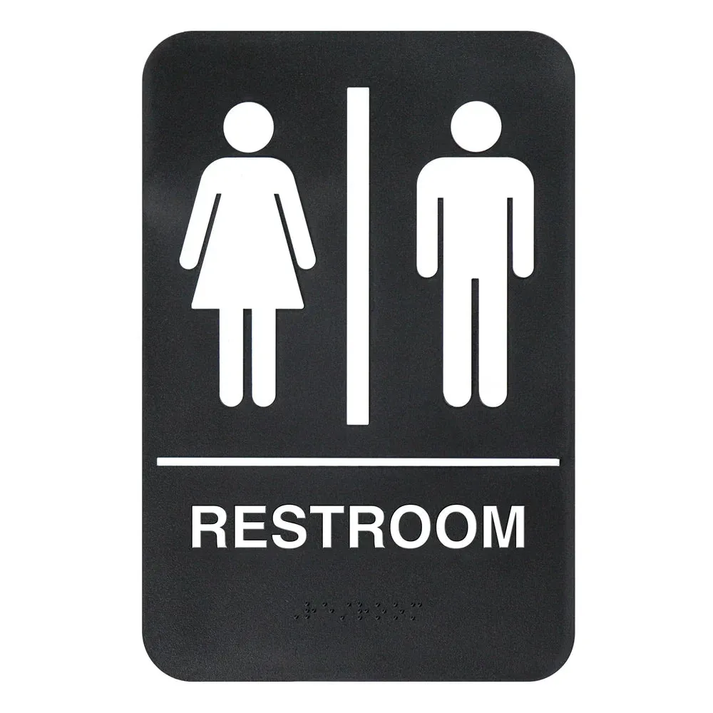 Winco SGNB-603 Information Sign, "Restroom", 6" x 9", Braille