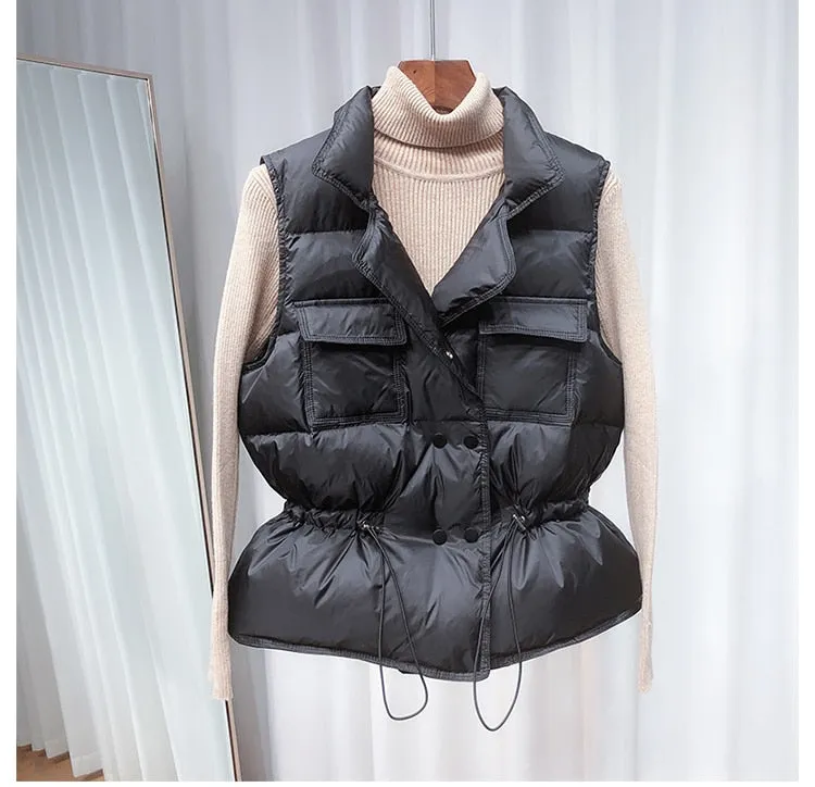 Women Short Windproof Lightweight Warm Vest