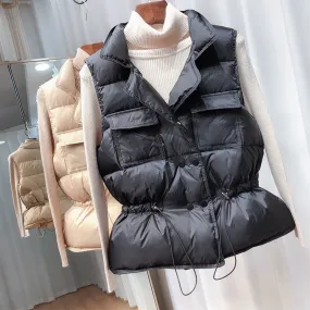 Women Short Windproof Lightweight Warm Vest